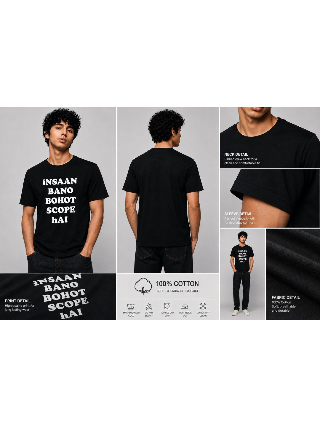 Insaan Scope Printed Round Neck Regular Pre-customized Tshirt for Men