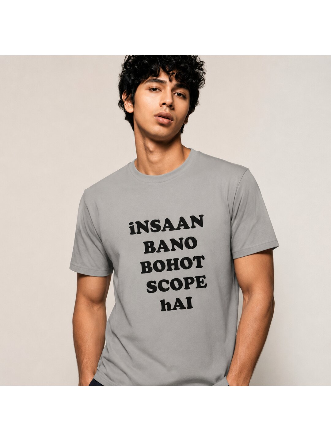 Insaan Scope Printed Round Neck Regular Pre-customized Tshirt for Men