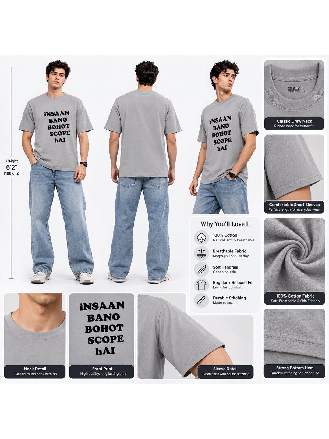 Insaan Scope Printed Round Neck Regular Pre-customized Tshirt for Men
