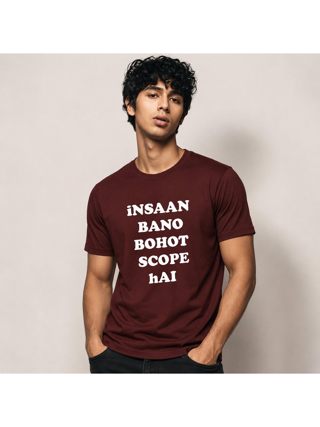 Insaan Scope Printed Round Neck Regular Pre-customized Tshirt for Men