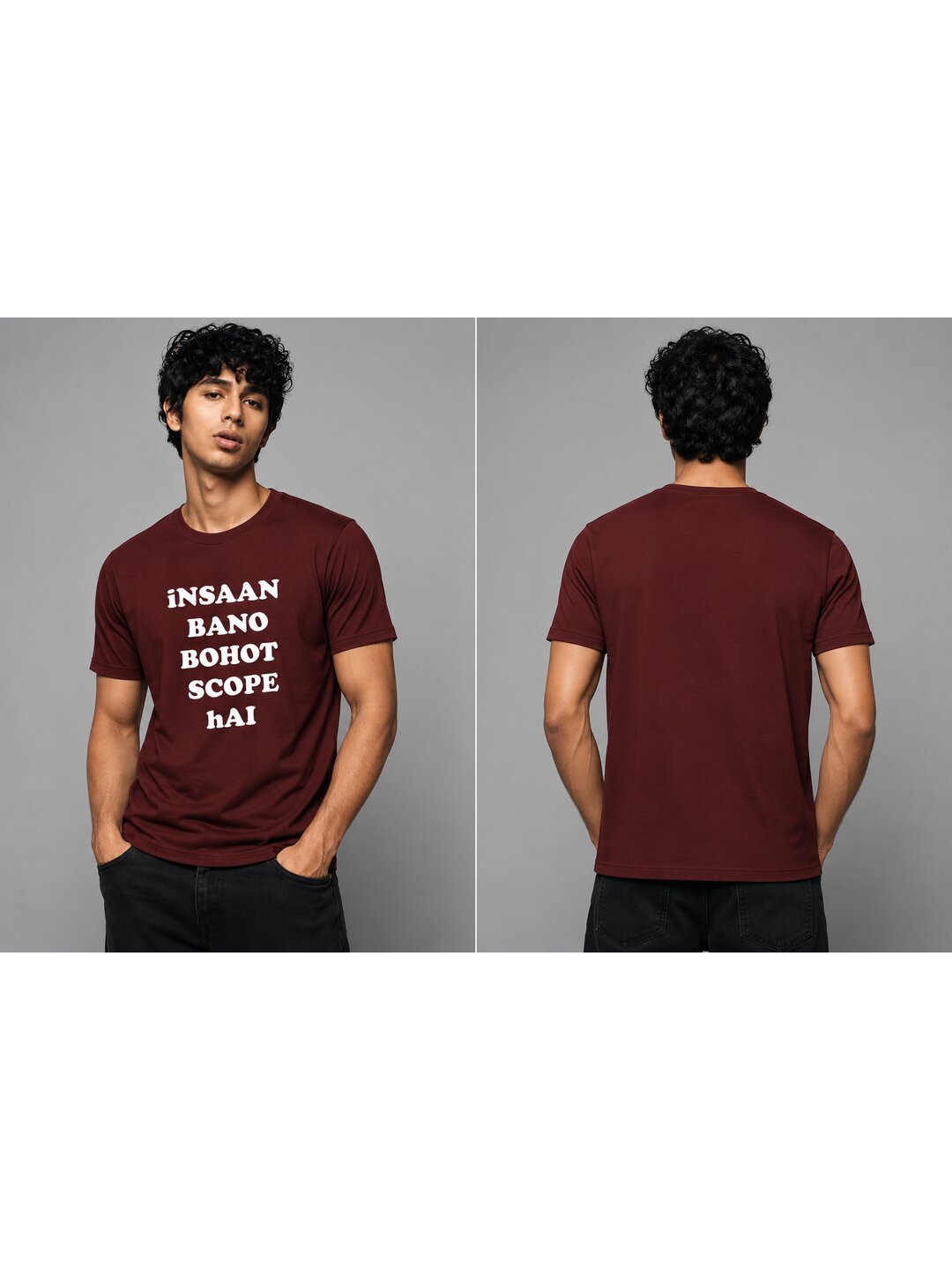 Insaan Scope Printed Round Neck Regular Pre-customized Tshirt for Men