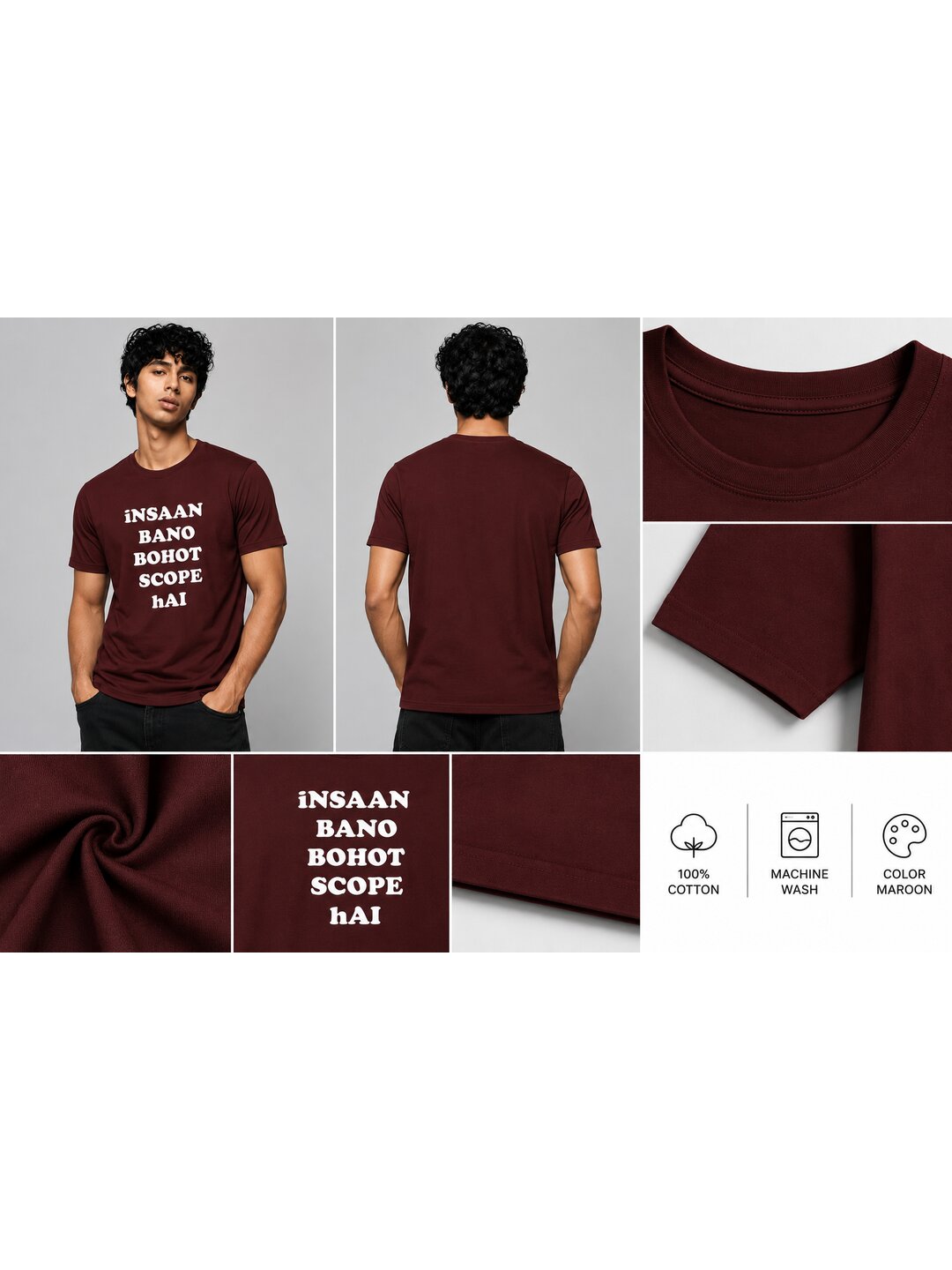 Insaan Scope Printed Round Neck Regular Pre-customized Tshirt for Men
