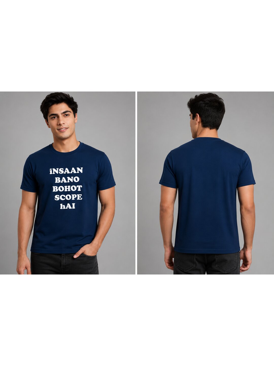 Insaan Scope Printed Round Neck Regular Pre-customized Tshirt for Men