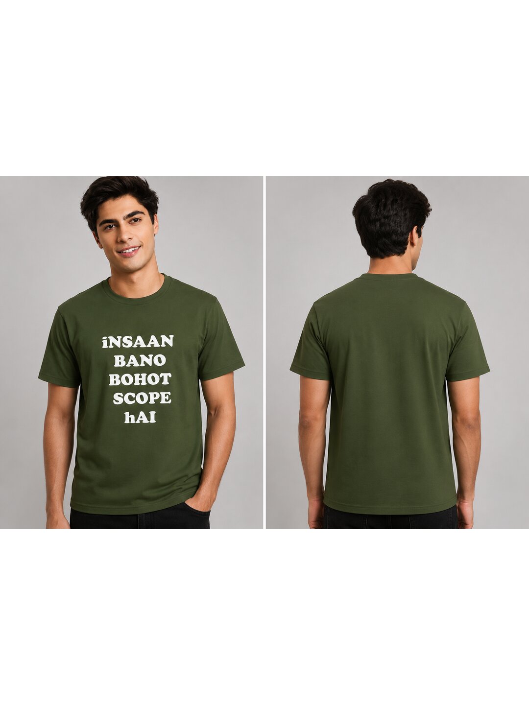 Insaan Scope Printed Round Neck Regular Pre-customized Tshirt for Men