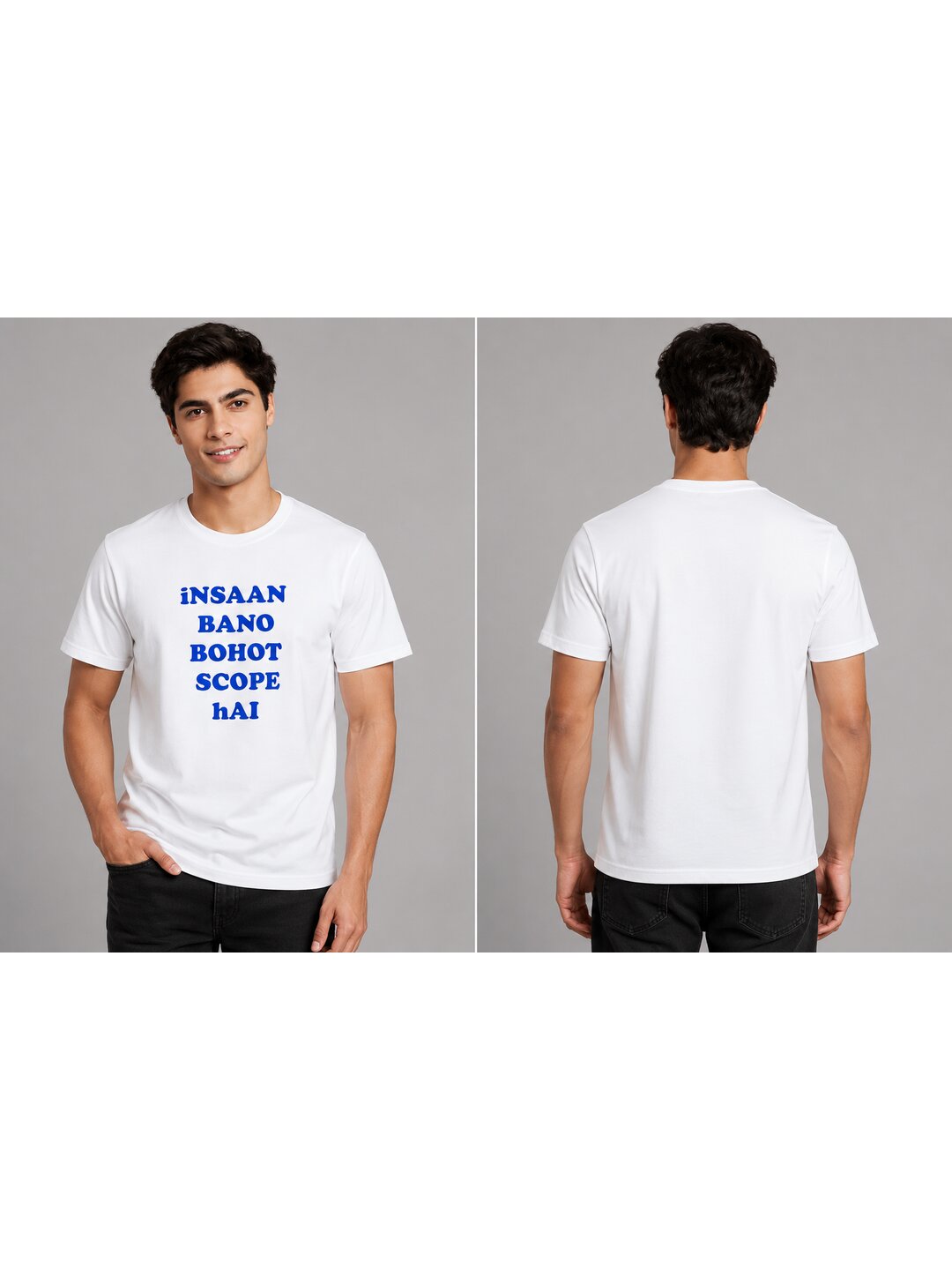 Insaan Scope Printed Round Neck Regular Pre-customized Tshirt for Men