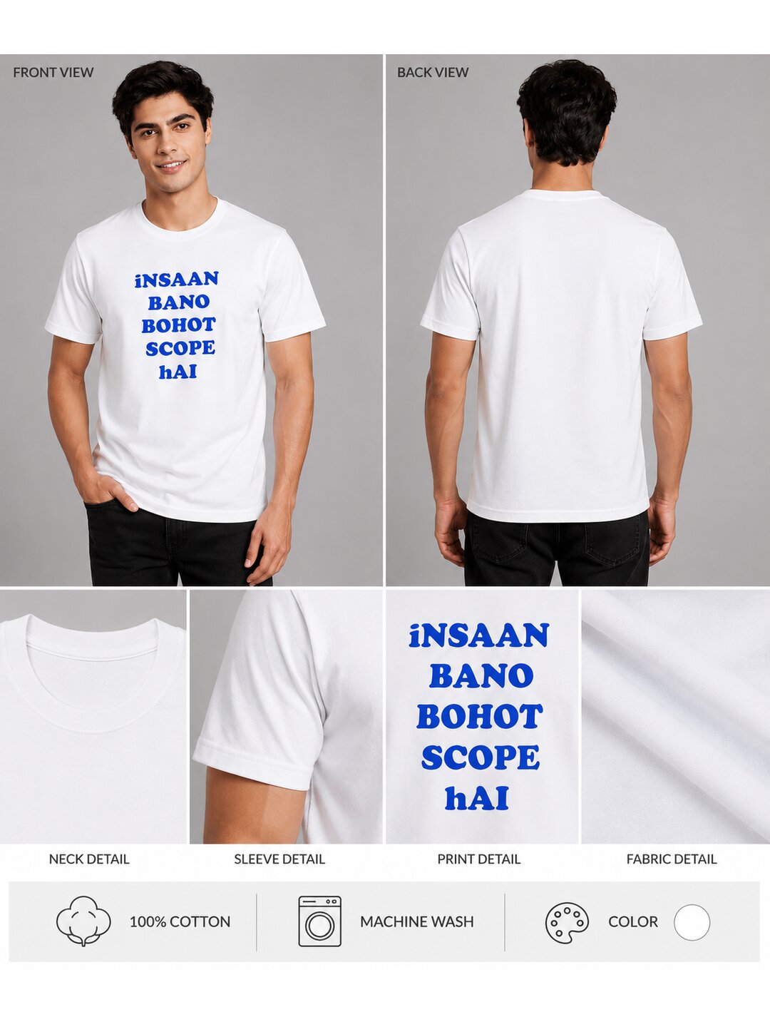 Insaan Scope Printed Round Neck Regular Pre-customized Tshirt for Men