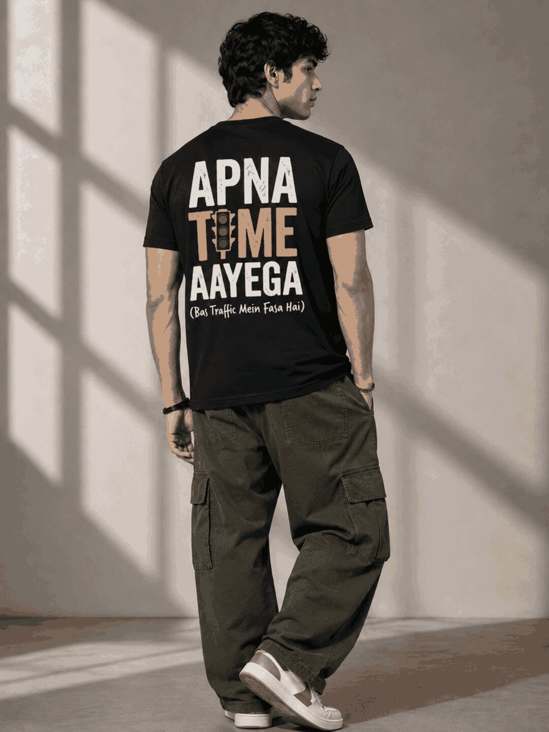 Apna Time Aayega Printed Round Neck Regular Pre-customized Tshirt for Men