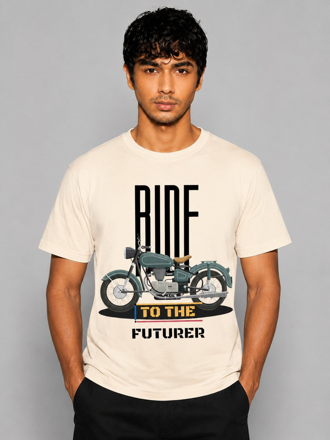 Rider Printed Round Neck Regular Pre-customized Tshirt for Men