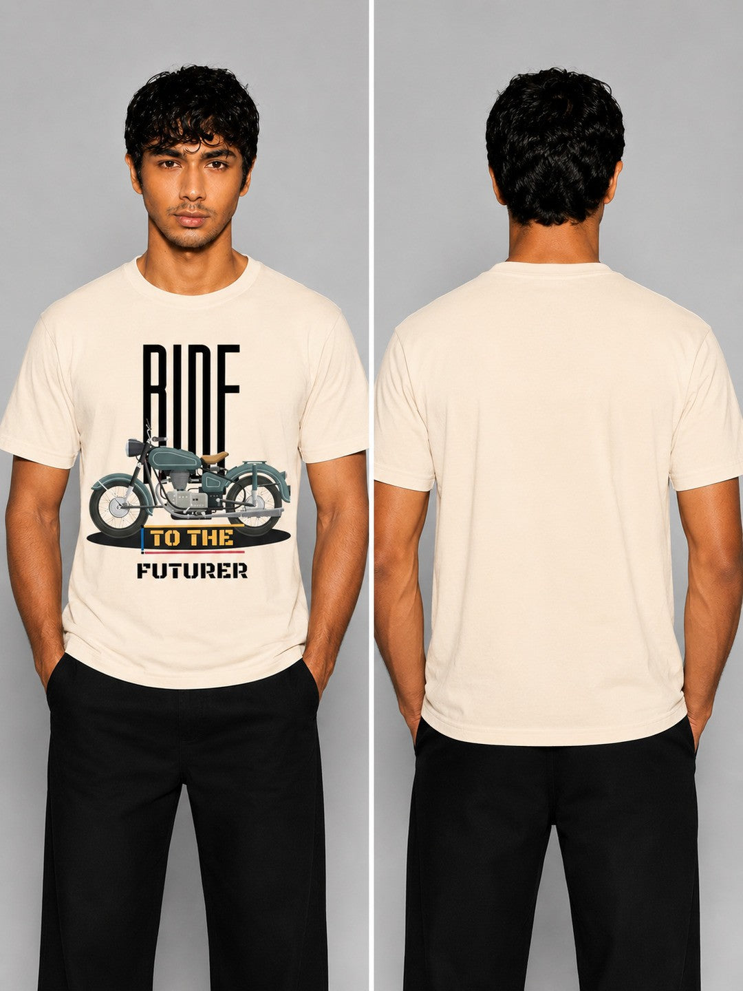 Rider Printed Round Neck Regular Pre-customized Tshirt for Men