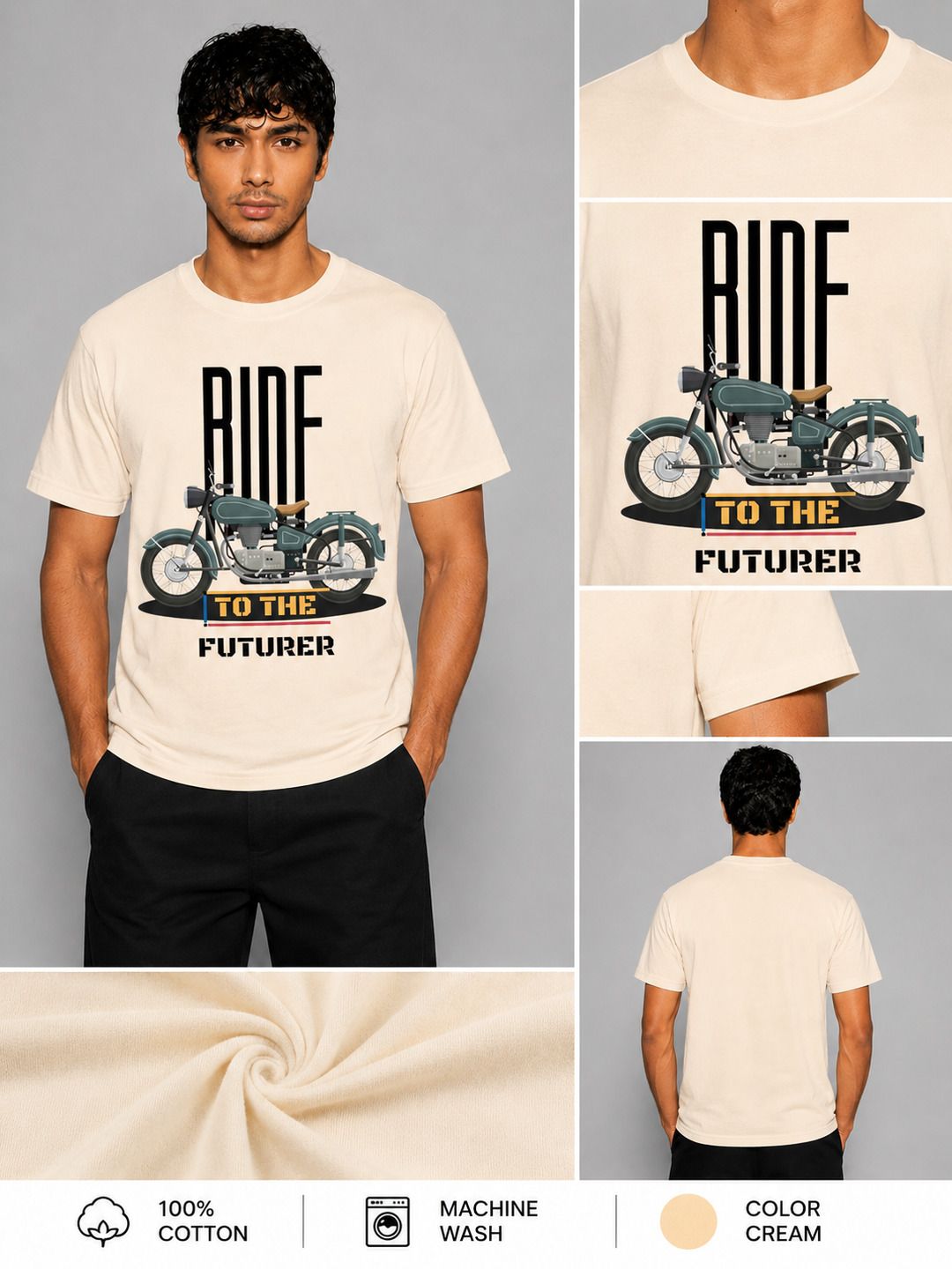 Rider Printed Round Neck Regular Pre-customized Tshirt for Men