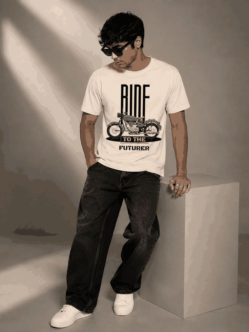 Rider Printed Round Neck Regular Pre-customized Tshirt for Men