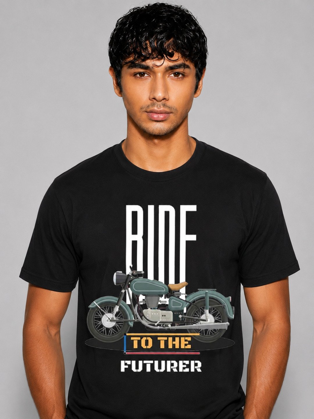 Rider Printed Round Neck Regular Pre-customized Tshirt for Men