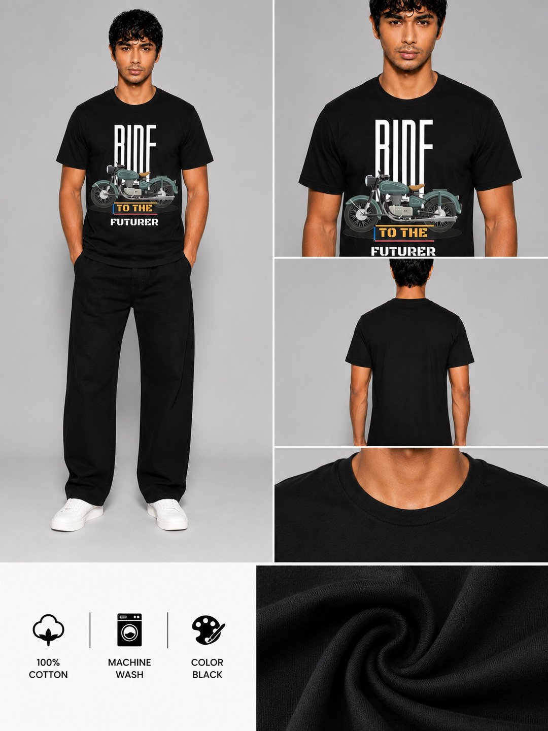 Rider Printed Round Neck Regular Pre-customized Tshirt for Men