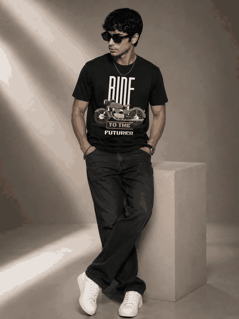 Rider Printed Round Neck Regular Pre-customized Tshirt for Men