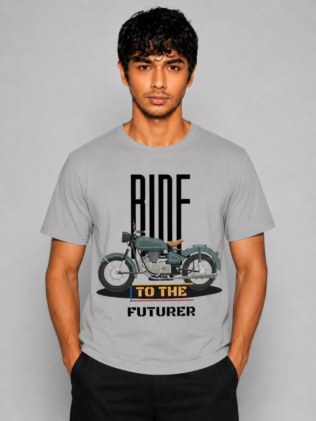 Rider Printed Round Neck Regular Pre-customized Tshirt for Men