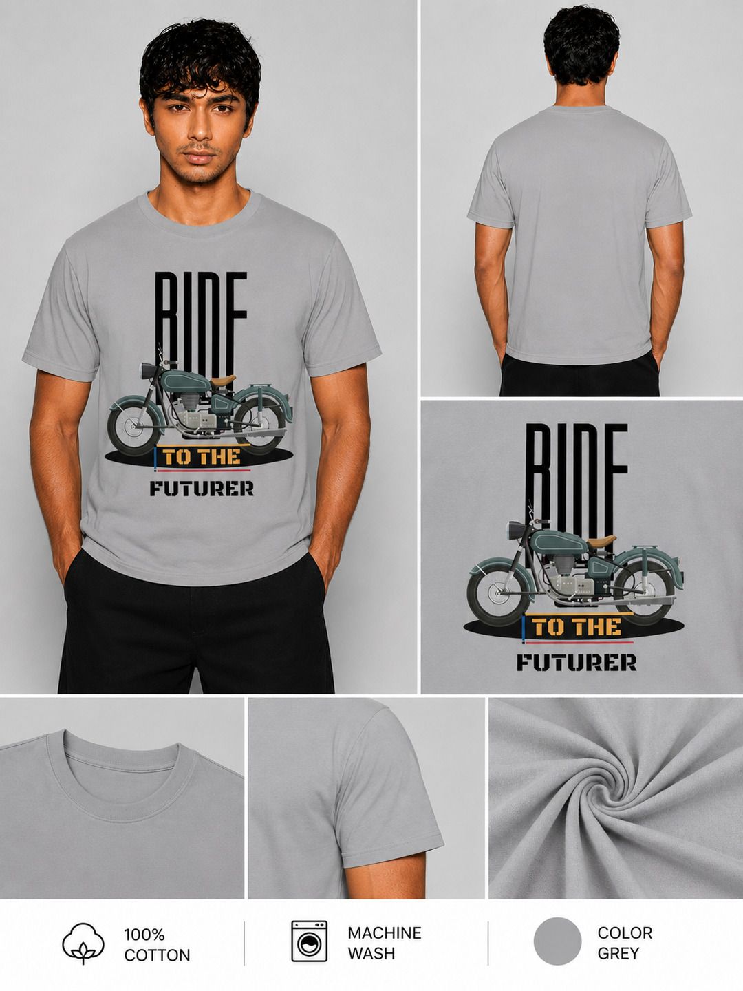 Rider Printed Round Neck Regular Pre-customized Tshirt for Men