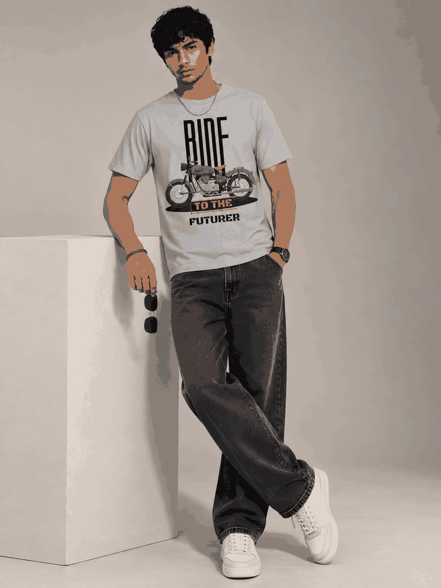 Rider Printed Round Neck Regular Pre-customized Tshirt for Men