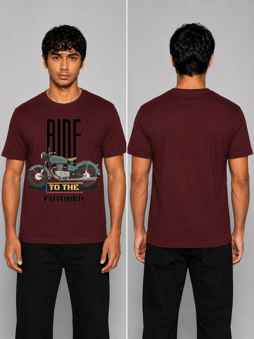 Rider Printed Round Neck Regular Pre-customized Tshirt for Men