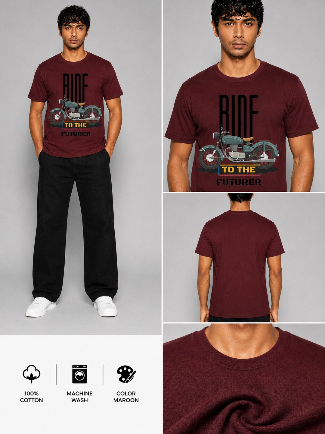 Rider Printed Round Neck Regular Pre-customized Tshirt for Men