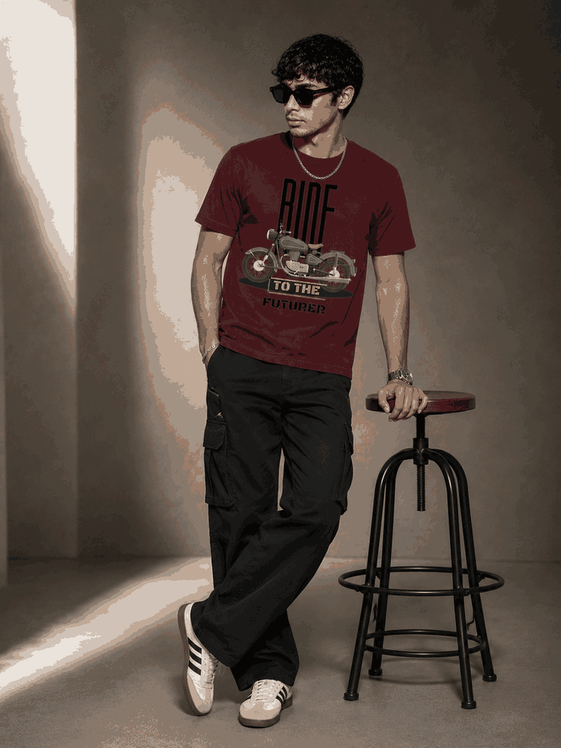 Rider Printed Round Neck Regular Pre-customized Tshirt for Men