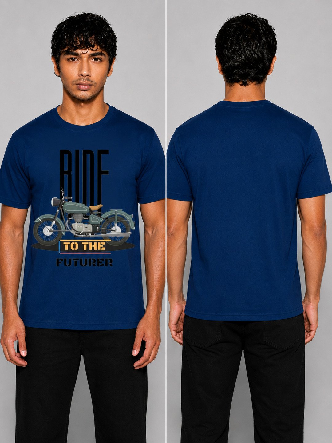 Rider Printed Round Neck Regular Pre-customized Tshirt for Men