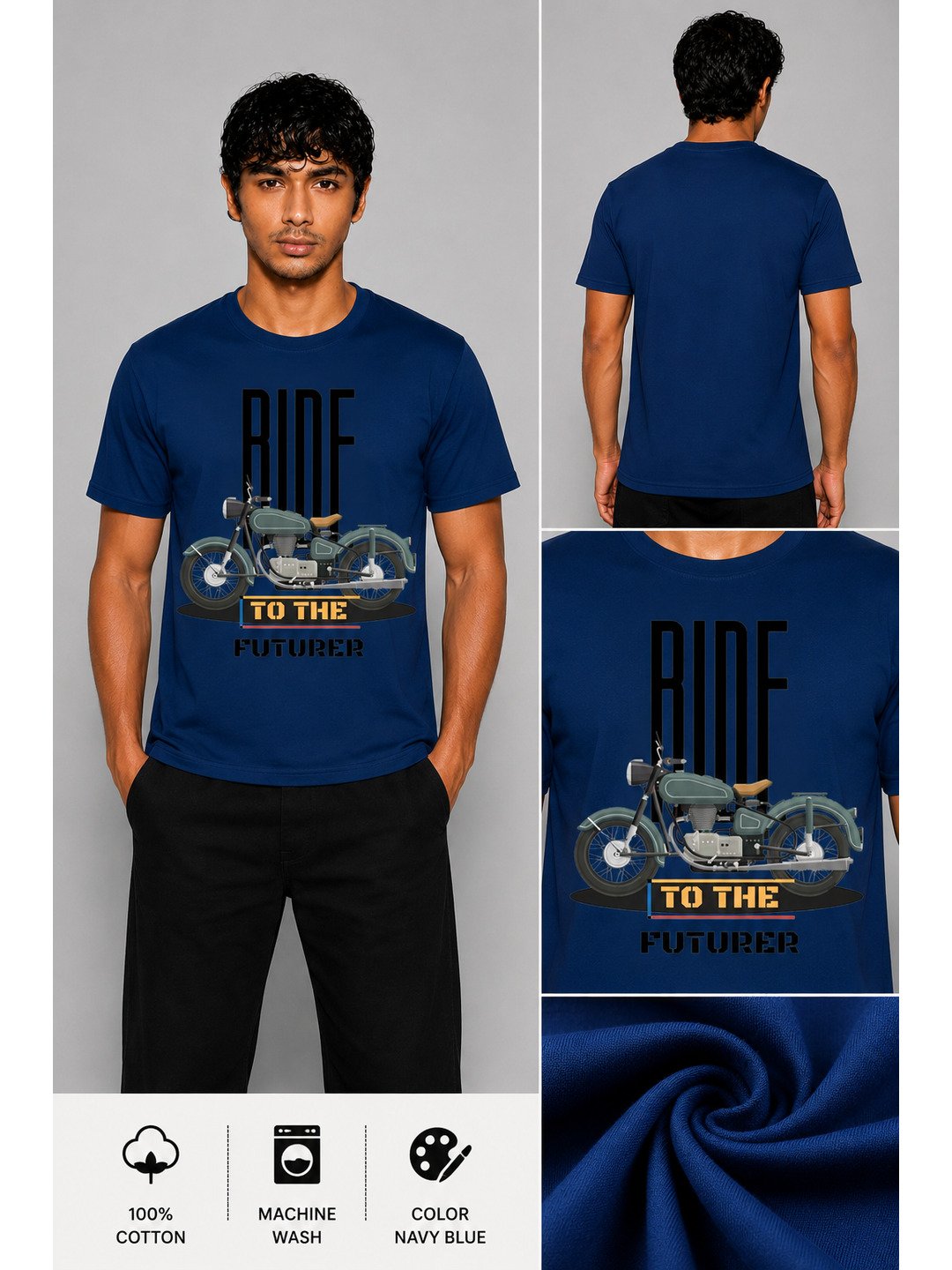 Rider Printed Round Neck Regular Pre-customized Tshirt for Men