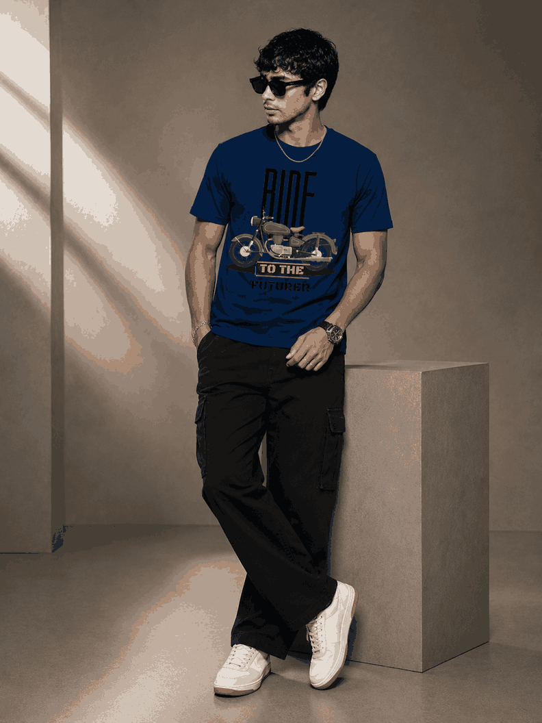 Rider Printed Round Neck Regular Pre-customized Tshirt for Men