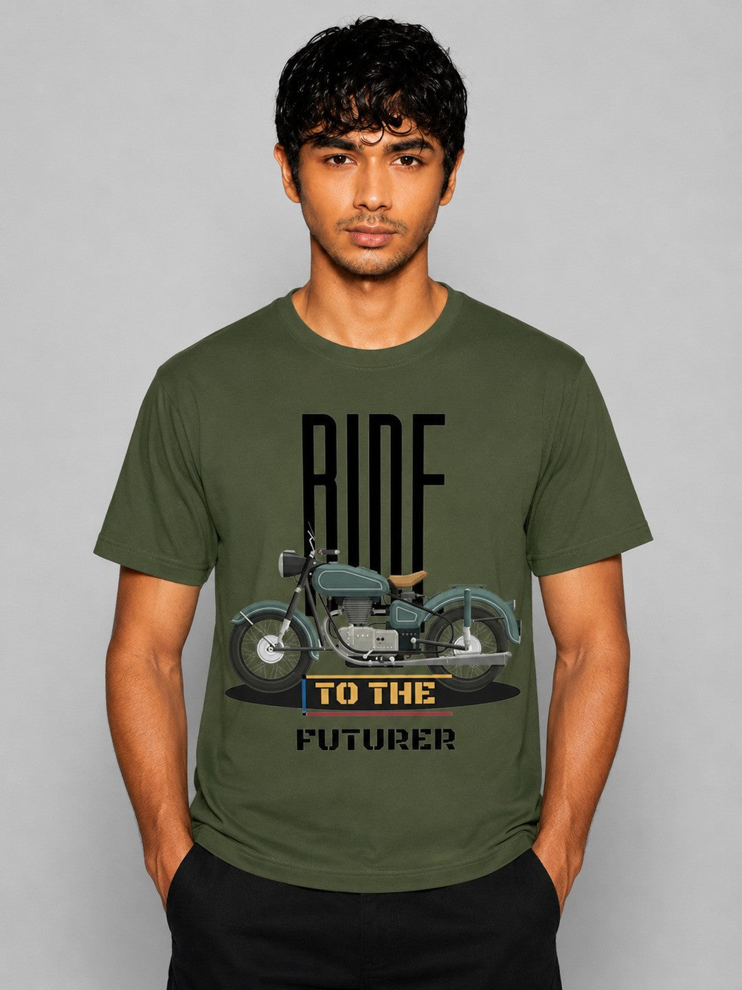 Rider Printed Round Neck Regular Pre-customized Tshirt for Men