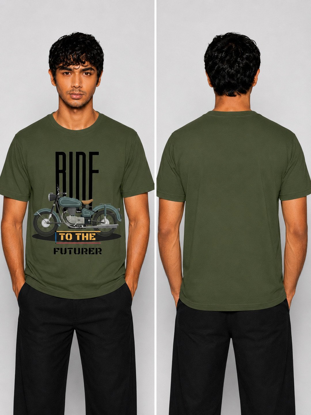 Rider Printed Round Neck Regular Pre-customized Tshirt for Men