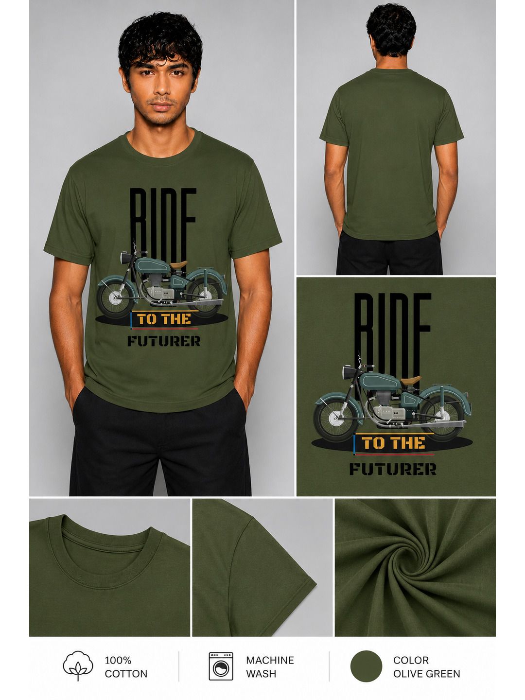 Rider Printed Round Neck Regular Pre-customized Tshirt for Men
