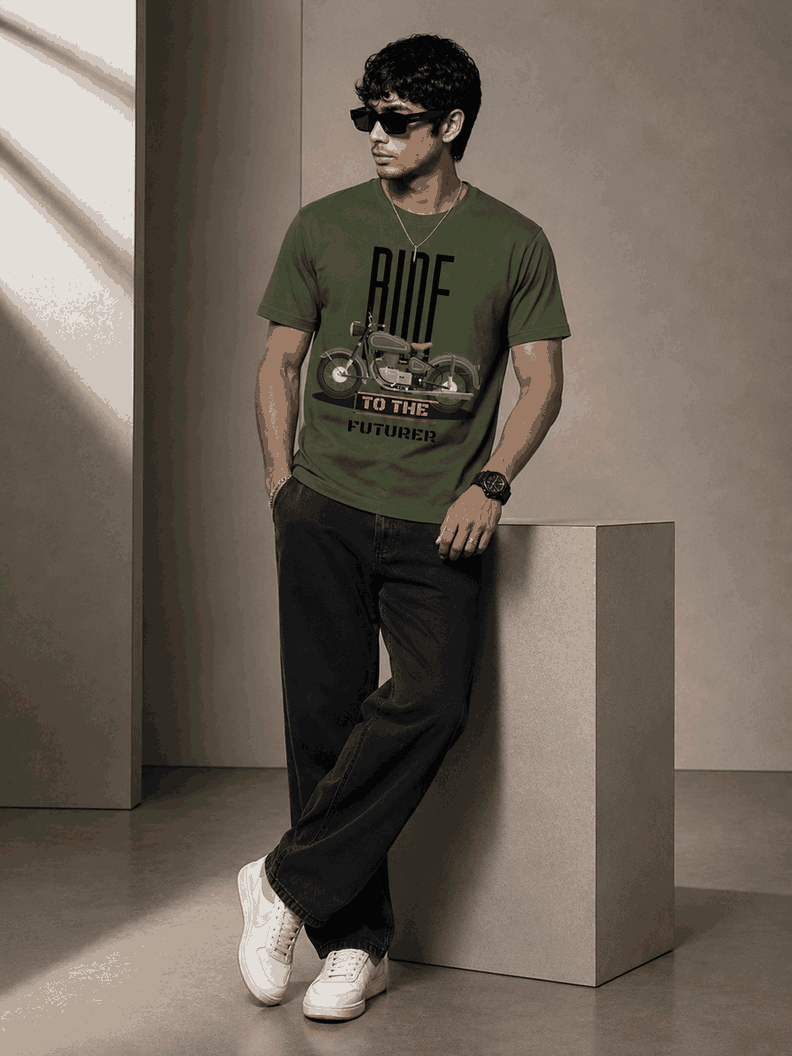 Rider Printed Round Neck Regular Pre-customized Tshirt for Men
