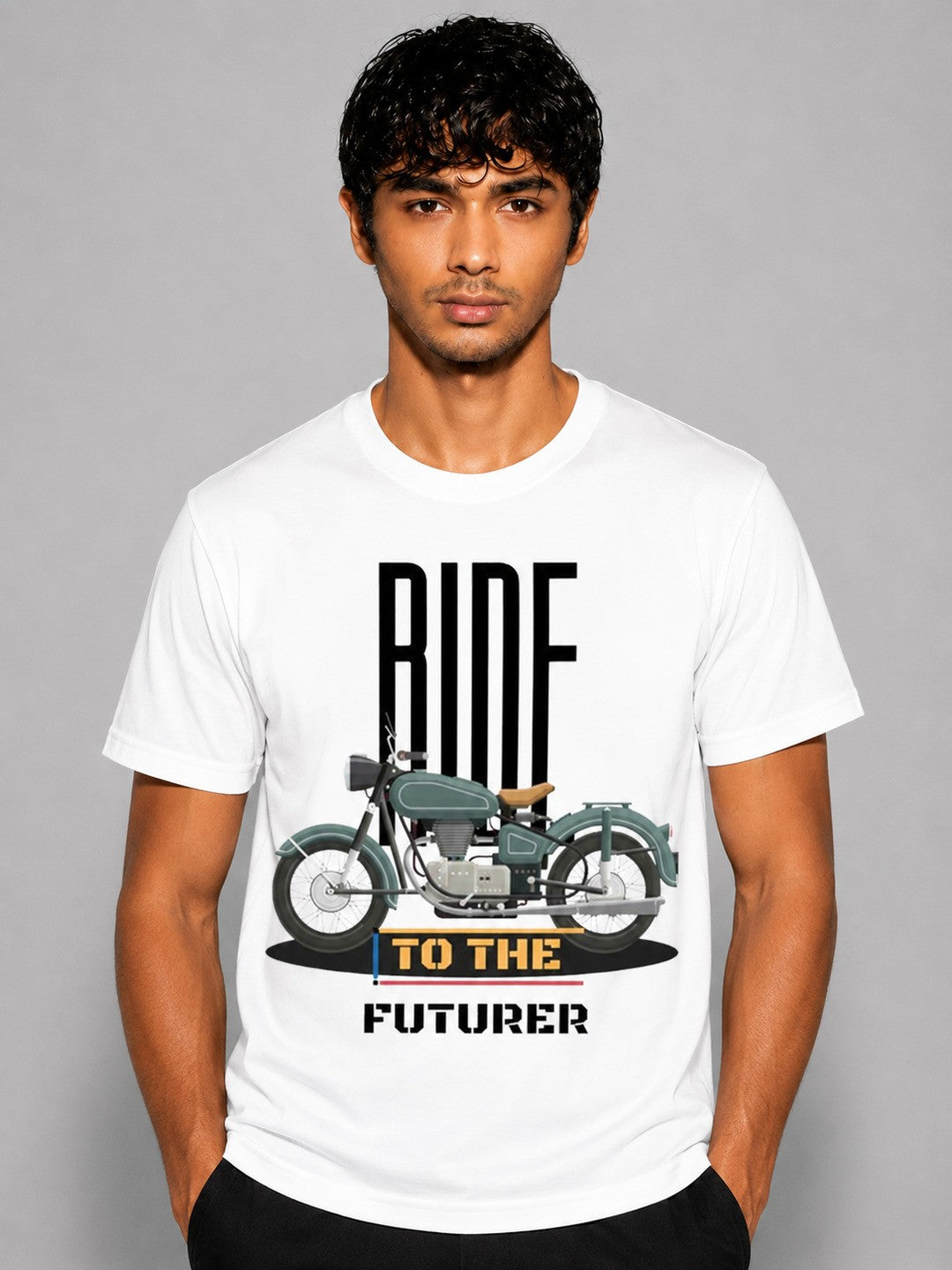 Rider Printed Round Neck Regular Pre-customized Tshirt for Men