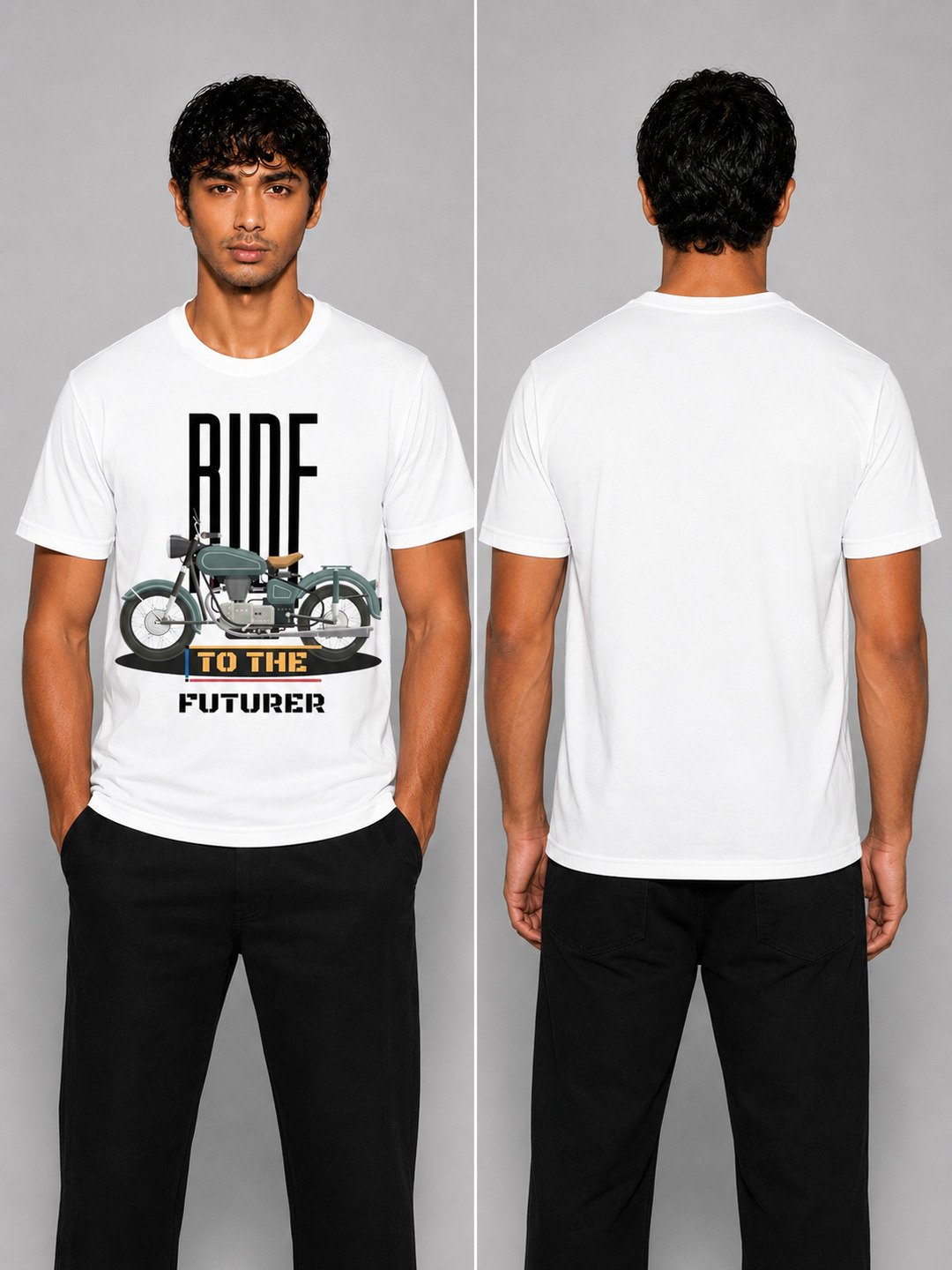 Rider Printed Round Neck Regular Pre-customized Tshirt for Men