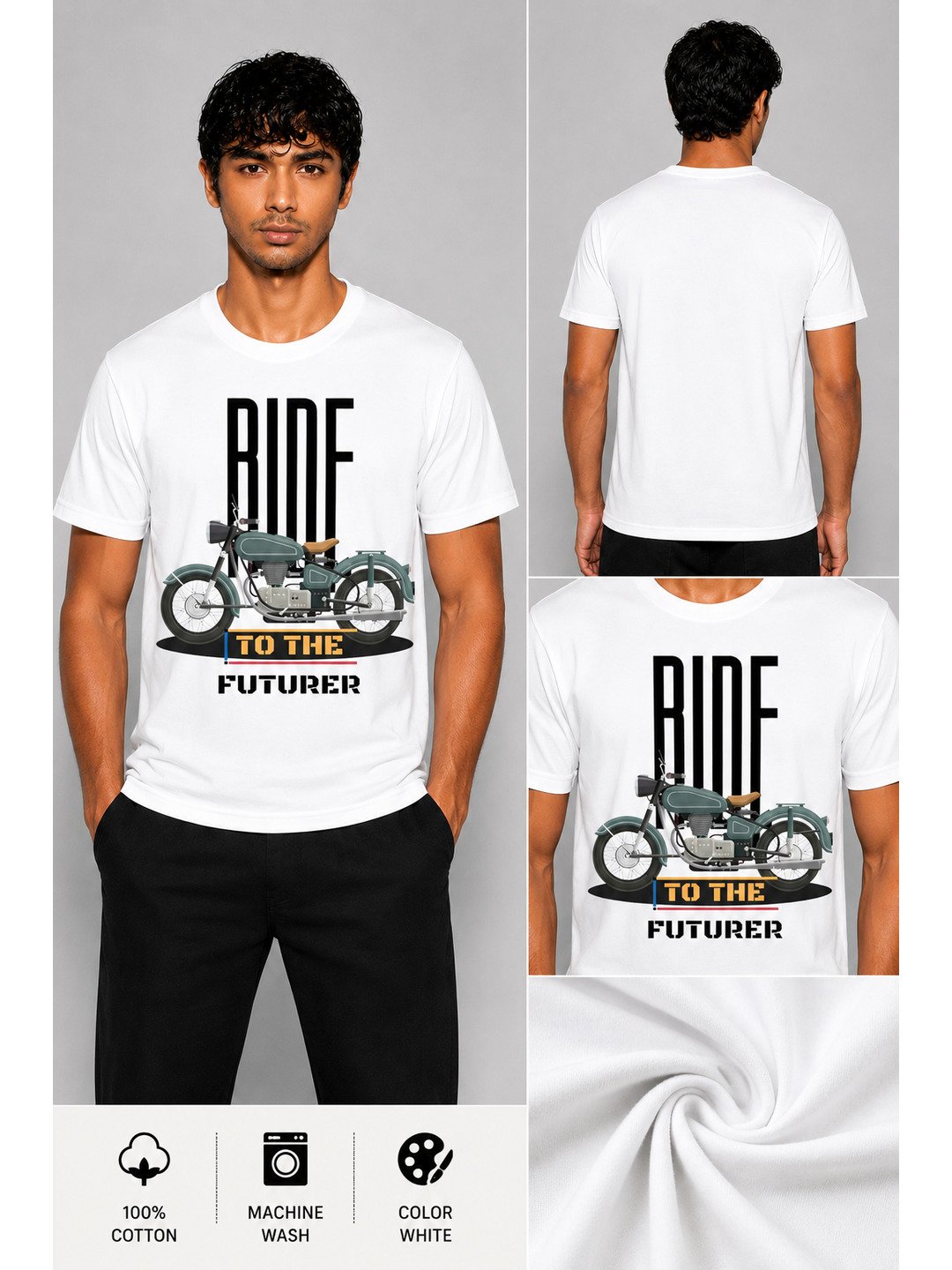 Rider Printed Round Neck Regular Pre-customized Tshirt for Men
