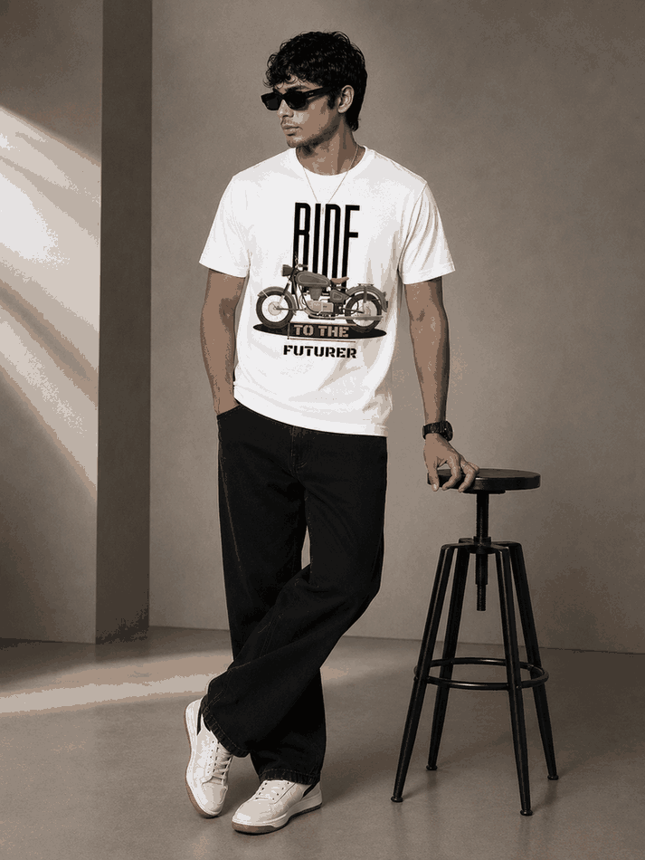 Rider Printed Round Neck Regular Pre-customized Tshirt for Men