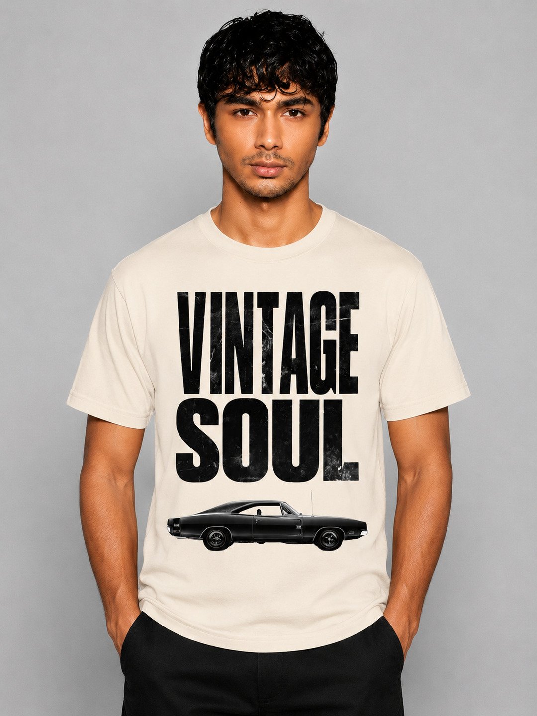 Vintage soul Printed Round Neck Regular Pre-customized Tshirt for Men
