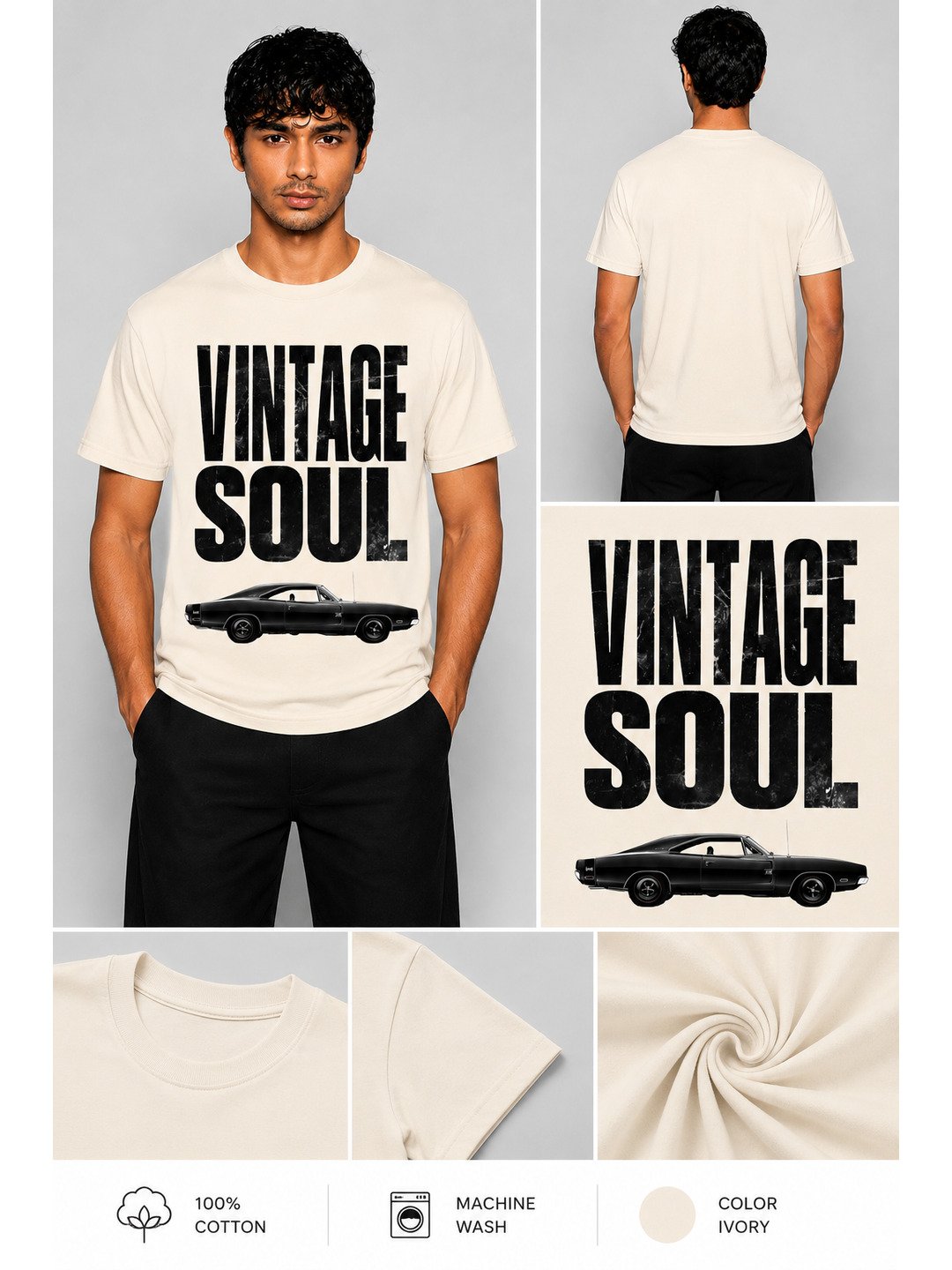 Vintage soul Printed Round Neck Regular Pre-customized Tshirt for Men