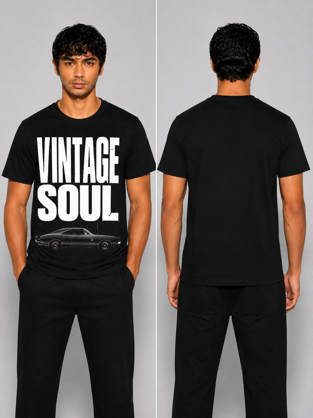 Vintage soul Printed Round Neck Regular Pre-customized Tshirt for Men