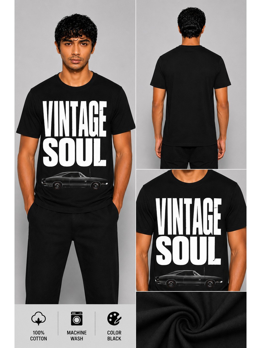 Vintage soul Printed Round Neck Regular Pre-customized Tshirt for Men