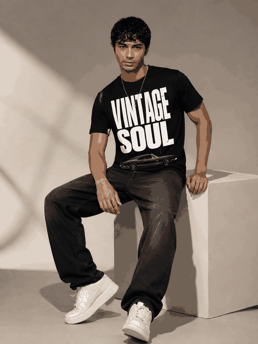 Vintage soul Printed Round Neck Regular Pre-customized Tshirt for Men