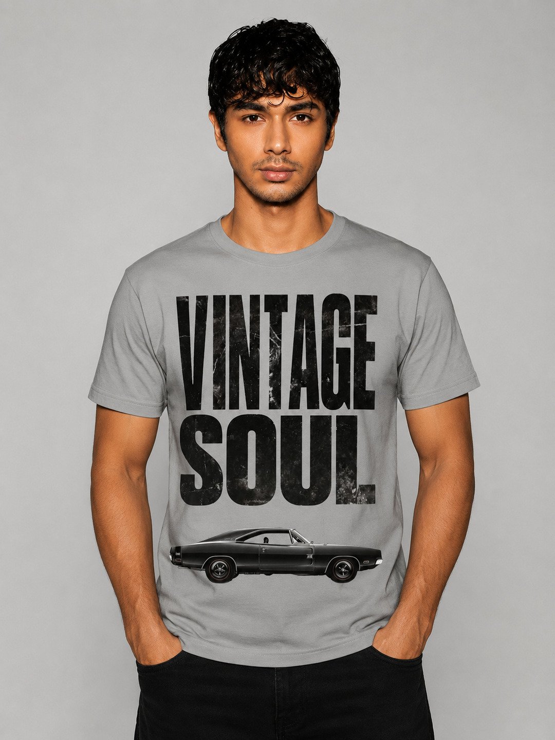 Vintage soul Printed Round Neck Regular Pre-customized Tshirt for Men
