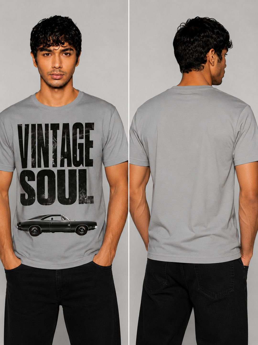Vintage soul Printed Round Neck Regular Pre-customized Tshirt for Men