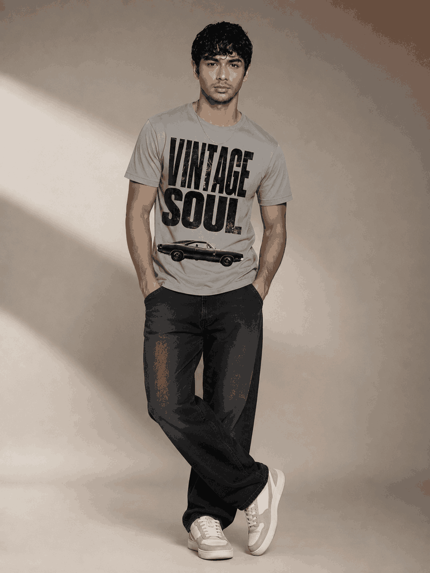 Vintage soul Printed Round Neck Regular Pre-customized Tshirt for Men