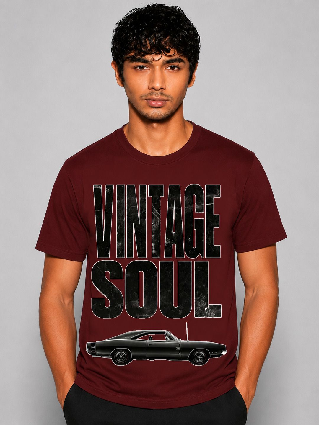 Vintage soul Printed Round Neck Regular Pre-customized Tshirt for Men