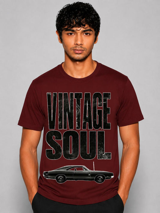 Vintage soul Printed Round Neck Regular Pre-customized Tshirt for Men
