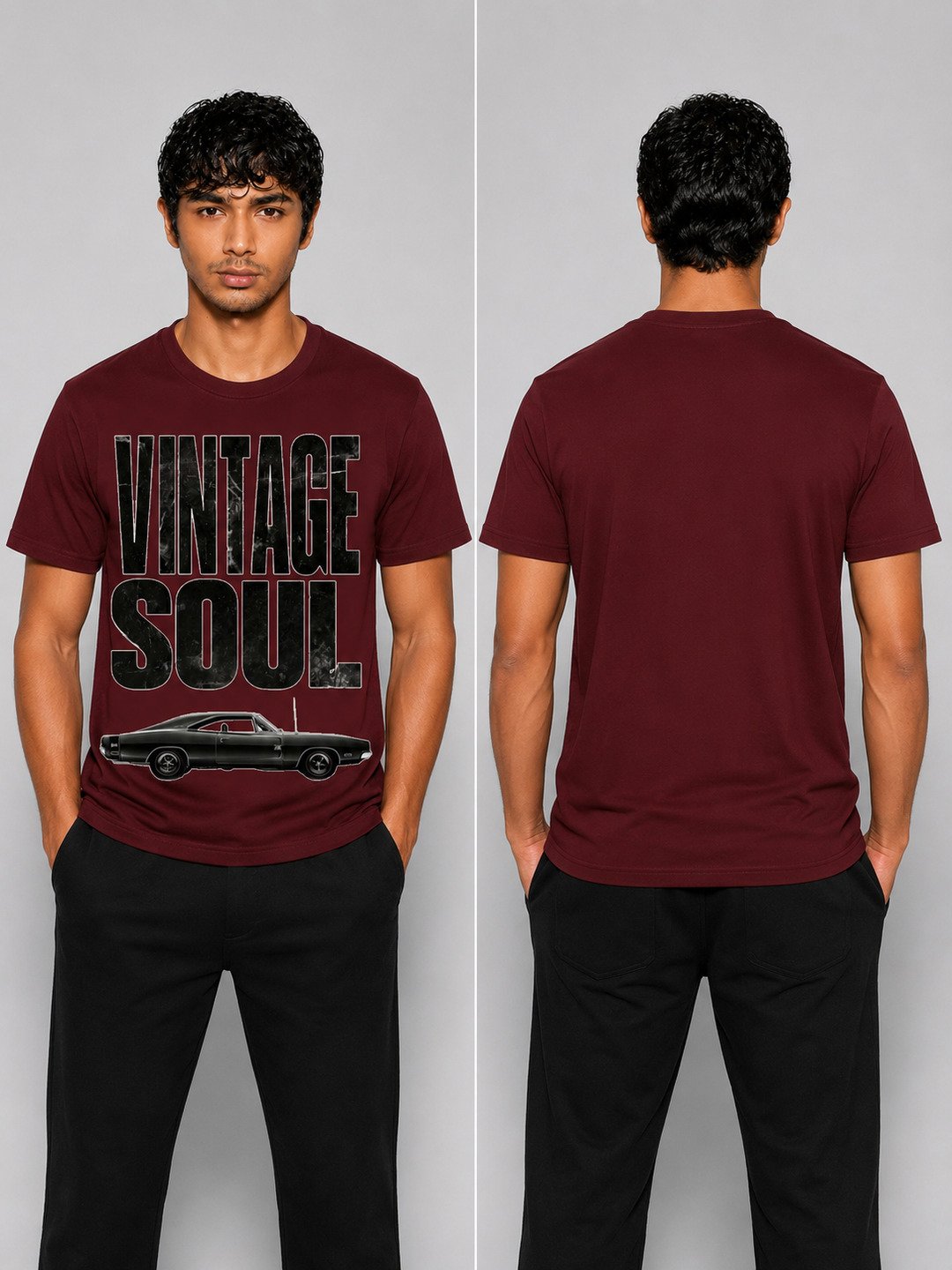 Vintage soul Printed Round Neck Regular Pre-customized Tshirt for Men