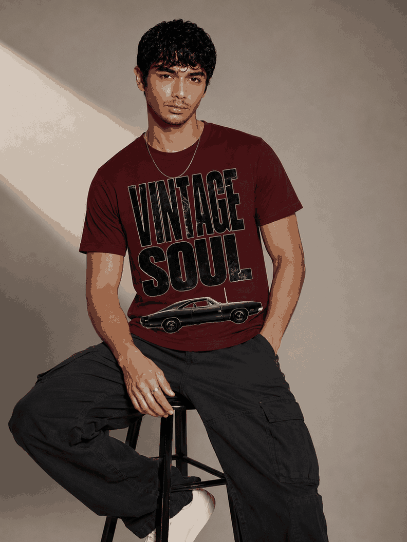 Vintage soul Printed Round Neck Regular Pre-customized Tshirt for Men