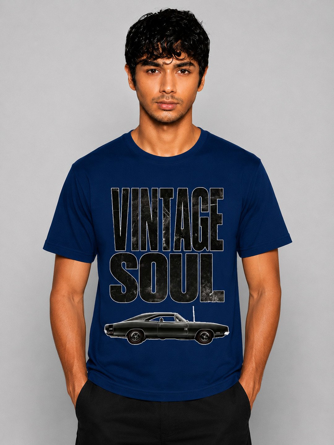 Vintage soul Printed Round Neck Regular Pre-customized Tshirt for Men