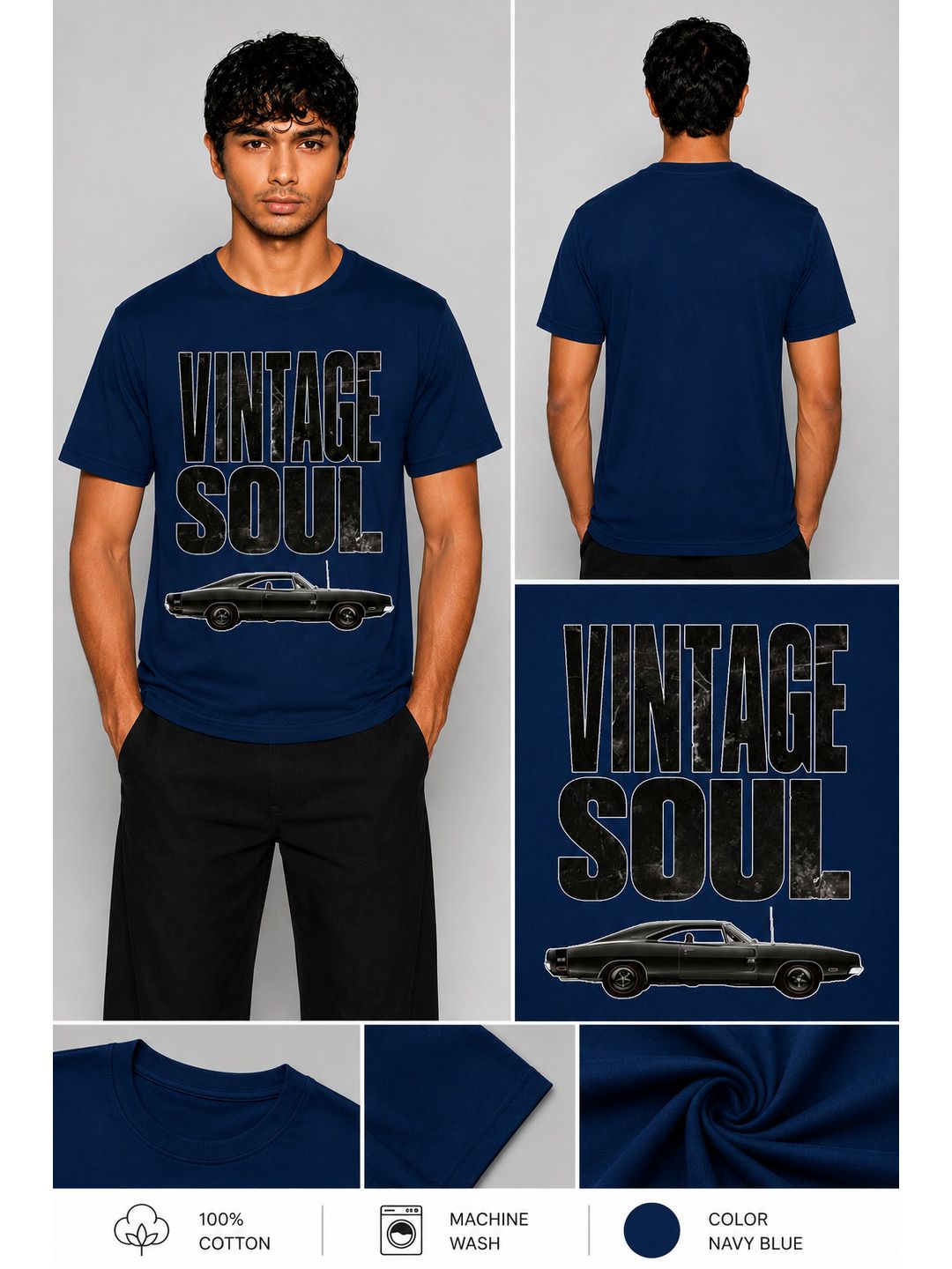 Vintage soul Printed Round Neck Regular Pre-customized Tshirt for Men
