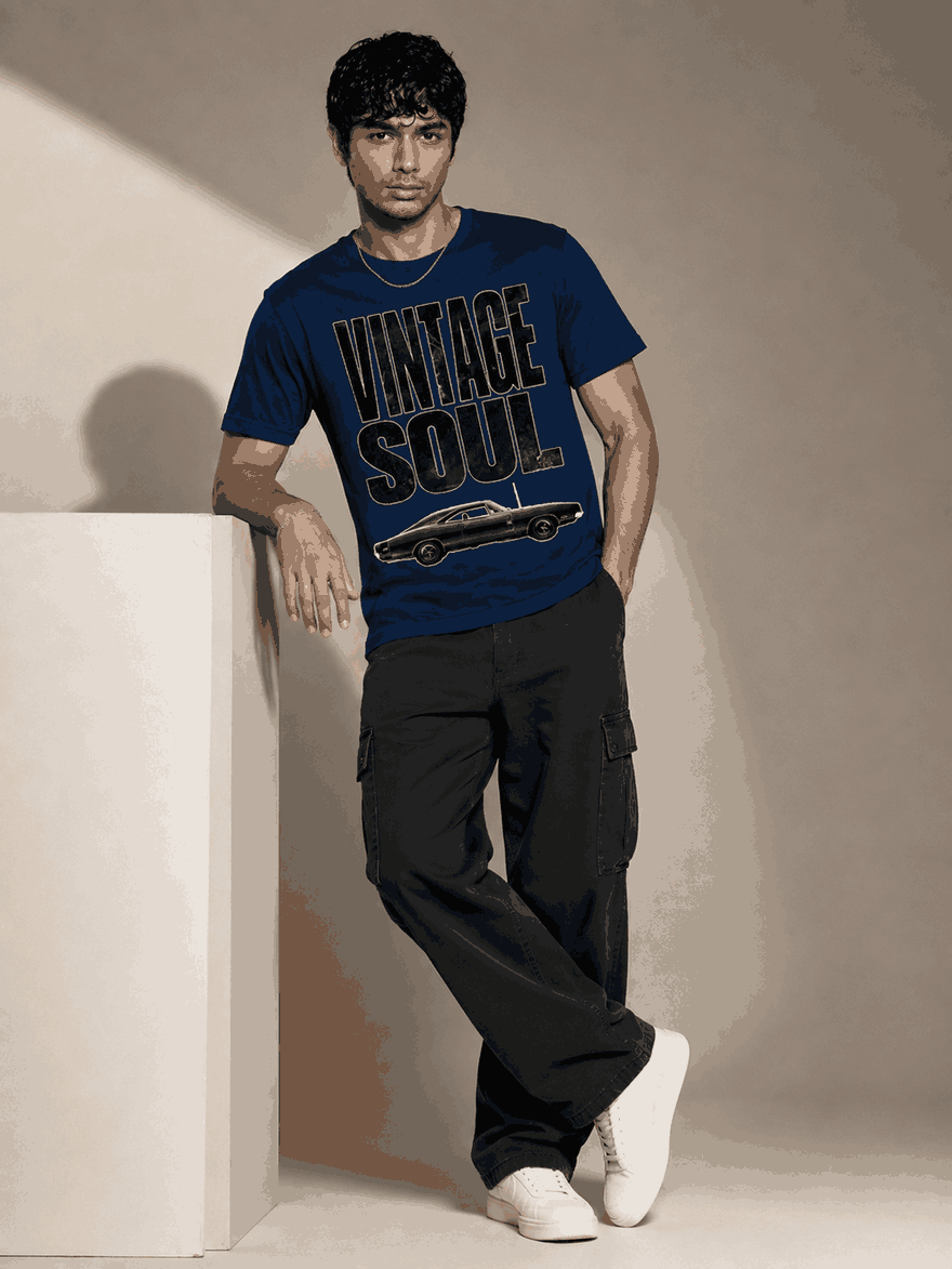 Vintage soul Printed Round Neck Regular Pre-customized Tshirt for Men